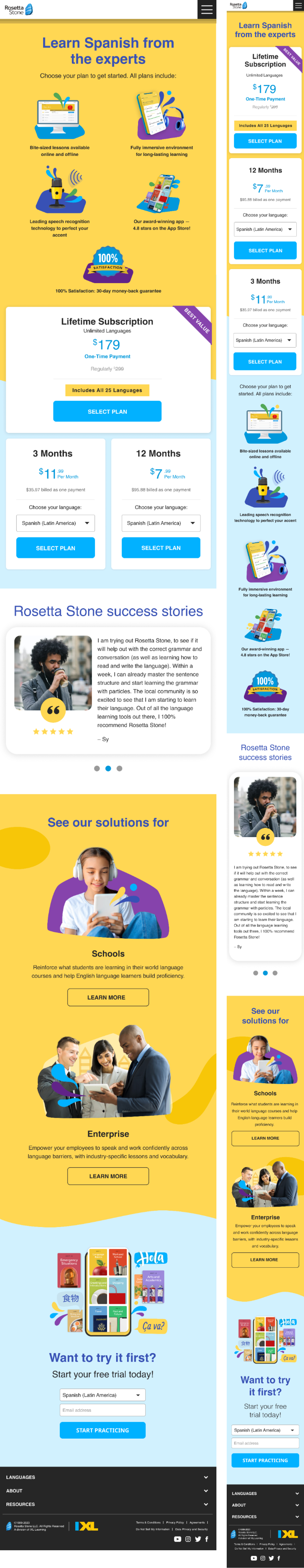 Rosetta Stone Buy Page - Mobile